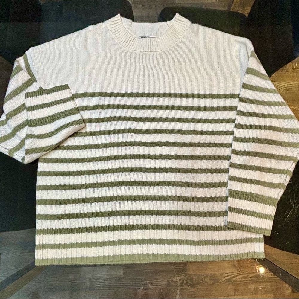Cream and green striped sweater, H&M